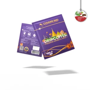 Chiang Mai Drip Coffee Purple Sachet Front and Back Brewing Instructions